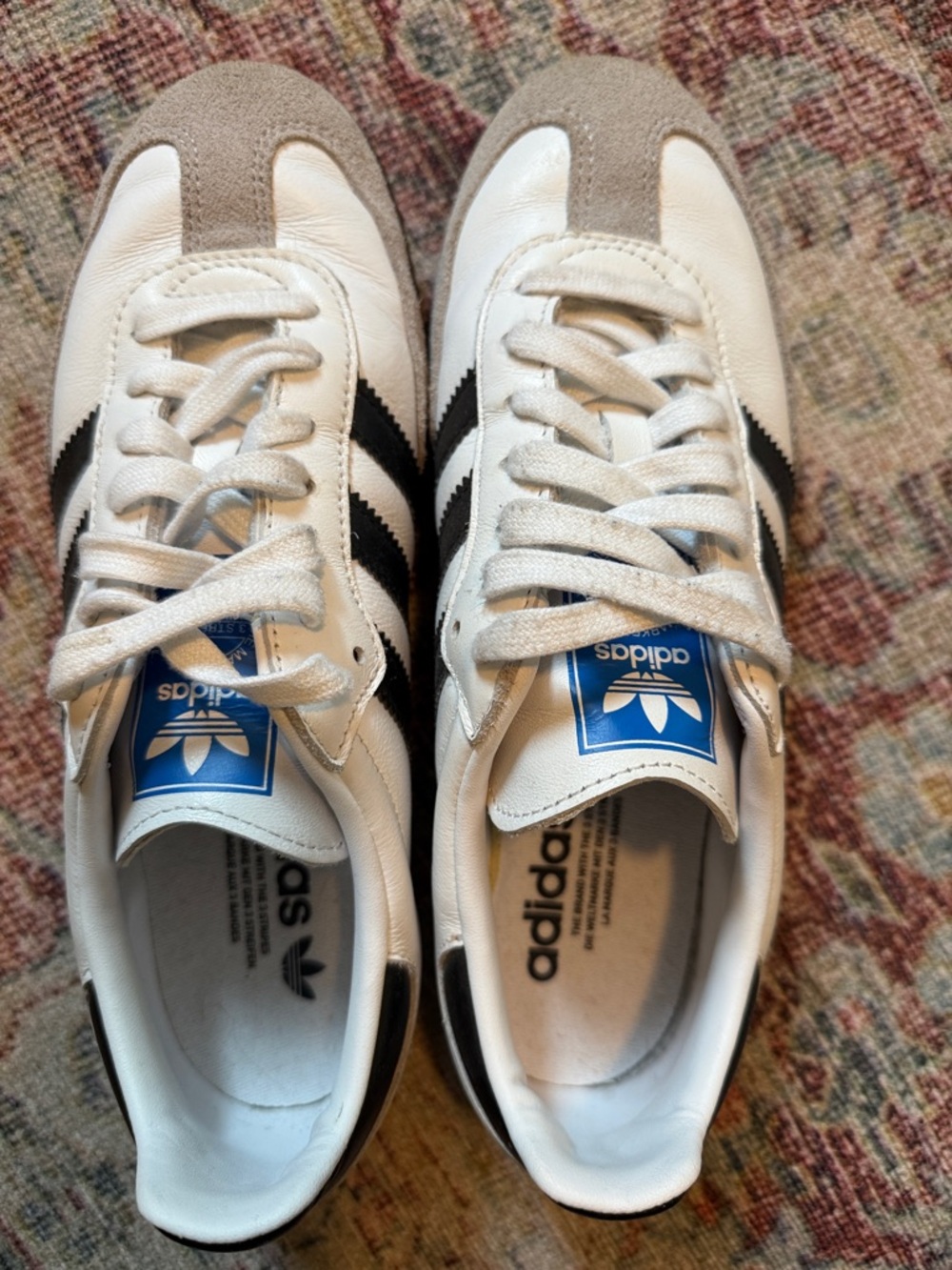 adidas Samba White Black Suede-Trim Sneakers - Picture 2 of 7
